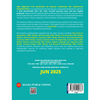 5800 Objective Type Questions on English Literature for Competitive Examinations